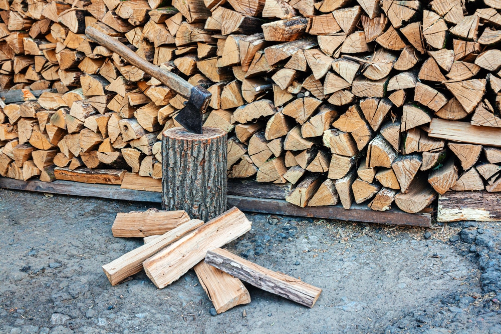 old,ax,and,a,deck,for,chopping,wood.,dry,oak
