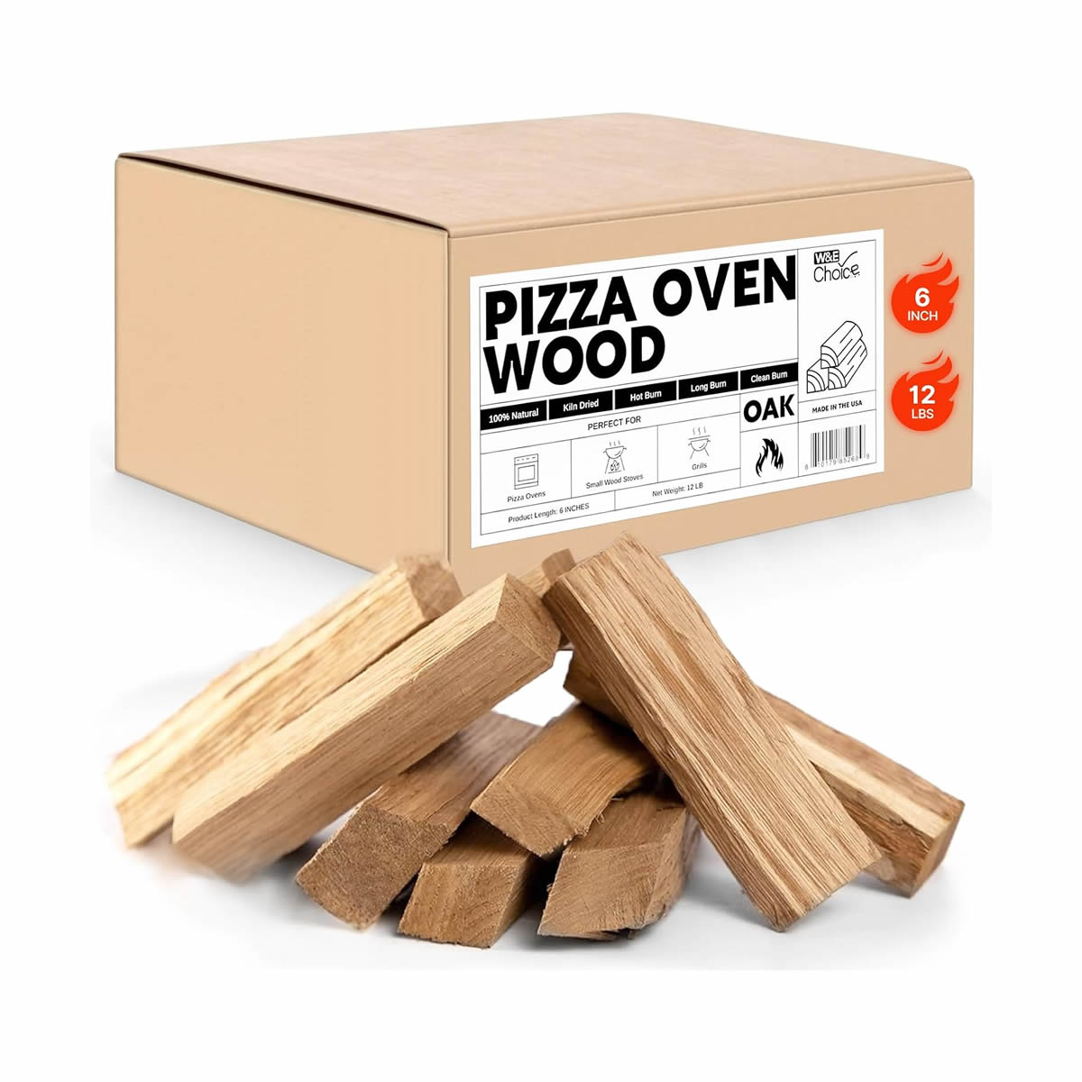 w&e choice 5.4 kg oven dried wood for pizza ovens, 15.2 cm oak firewood logs (1) w&e choice 5.4 kg oven dried wood for pizza ovens, 15.2 cm oak firewood logs (1)