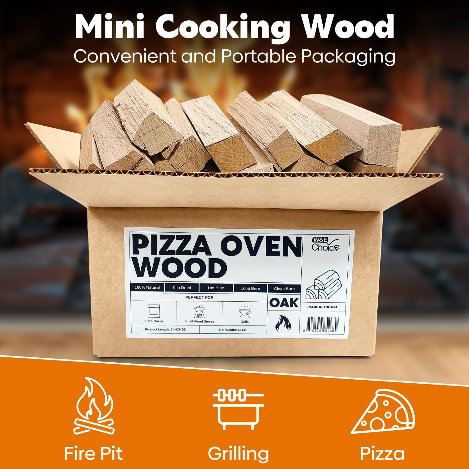 w&e choice 5.4 kg oven dried wood for pizza ovens, 15.2 cm oak firewood logs (5) w&e choice 5.4 kg oven dried wood for pizza ovens, 15.2 cm oak firewood logs (5)